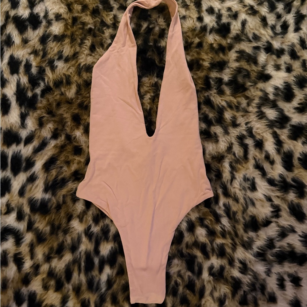 Oh Polly Blush Pink Halter Bodysuit